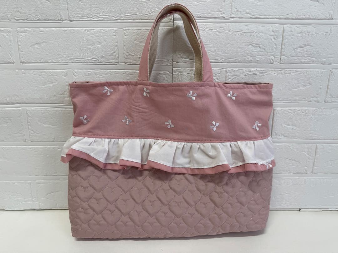 mill　5点set リボン刺繍　ハートキルティング　上履き袋　体操服袋