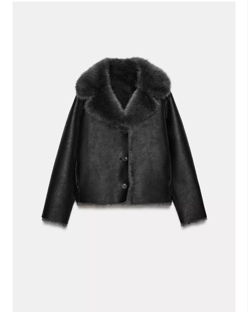 ZARA リバーシブルショートフェイクファーコート黒 Sサイズ