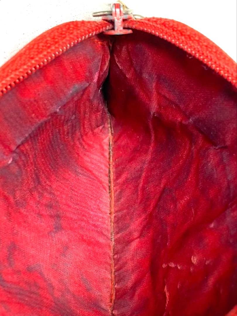 シャネル　キャビアスキン　ココマーク　ポーチ　ケース　カードケース　レッド