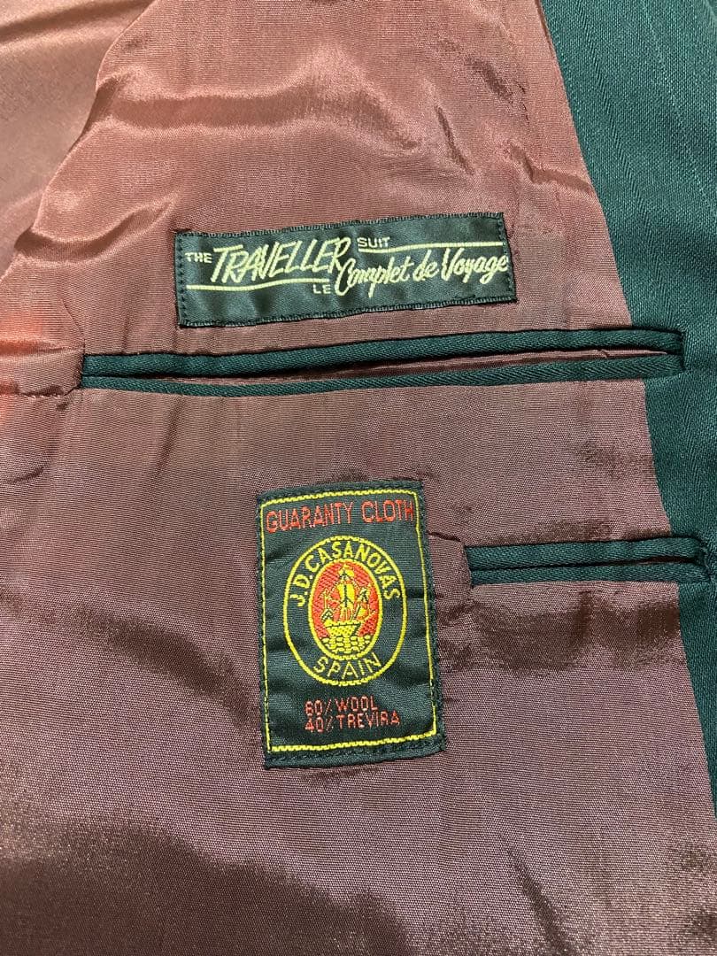 【稀少】スーツ　セットアップ　古着ビンテージ　ダークグリーン　ジャケット　式