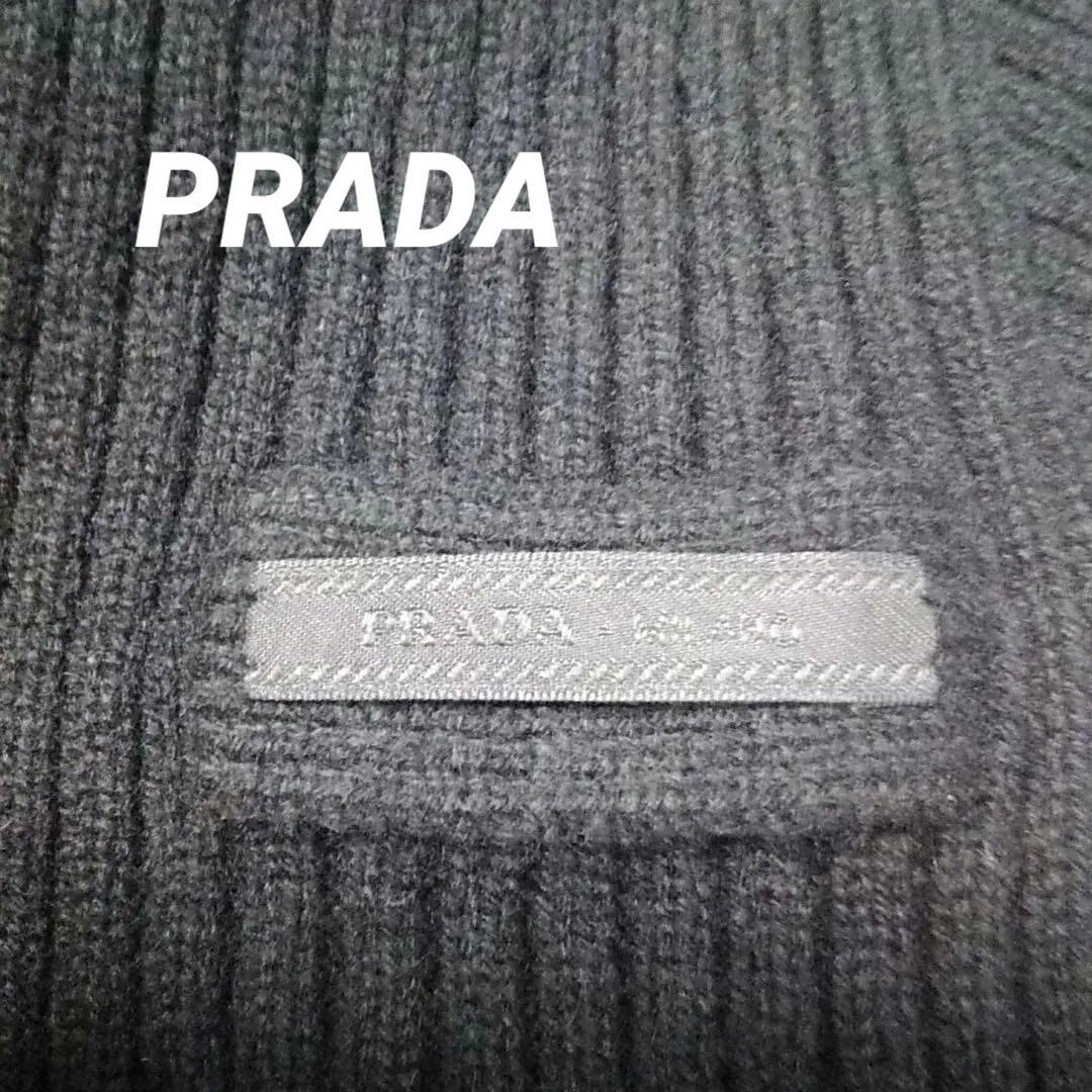 ★【新品】PRADA　プラダ　黒カシミヤ100%マフラー32×162　高級