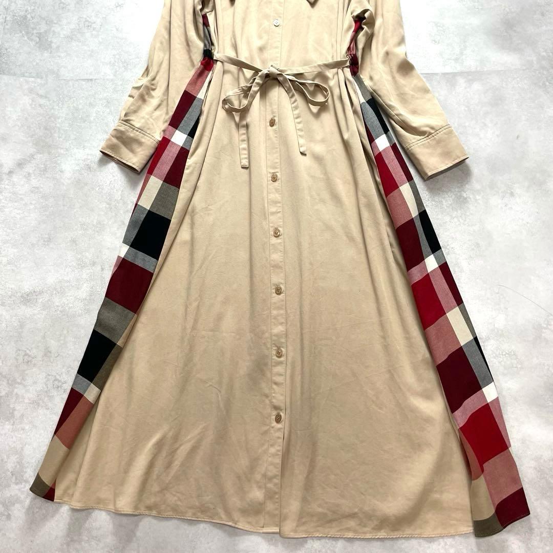 お洒落✨ブルーレーベルクレストブリッジ ロングワンピース チェック 赤 リボン