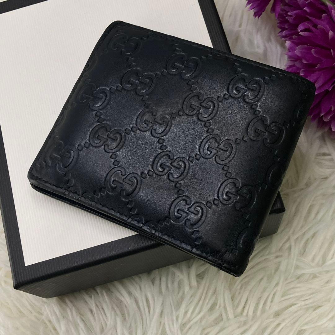 【現行品　極美品】GUCCI グッチ　シマ　ドリアン　二つ折り　財布　ブラック