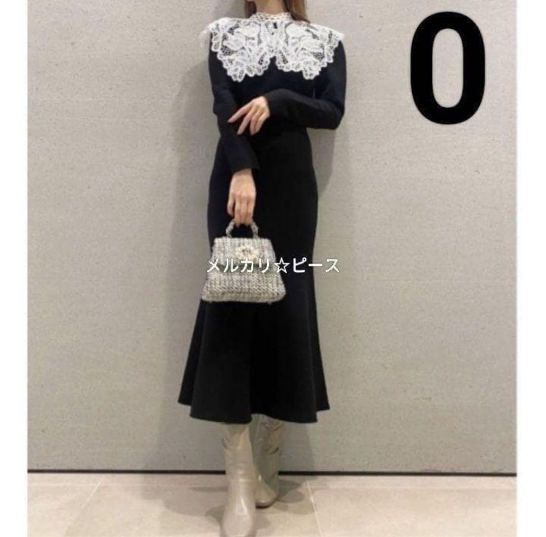 ②スナイデル ビッグレースカラーニットワンピース ブラック 0
