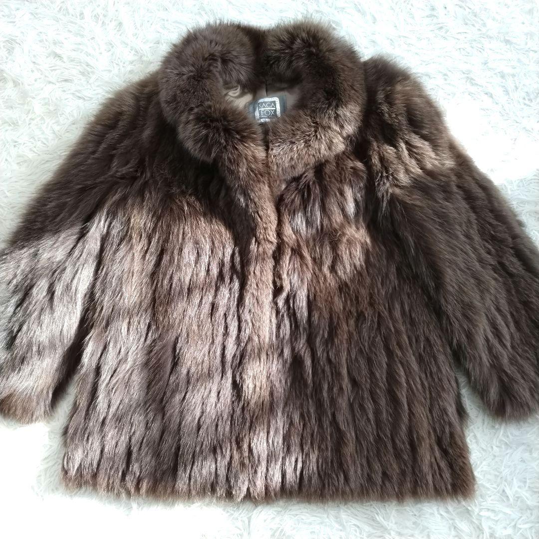 極美品　SAGAFOX サガフォックス　毛皮　コート　ミドル丈 ブラウン　茶