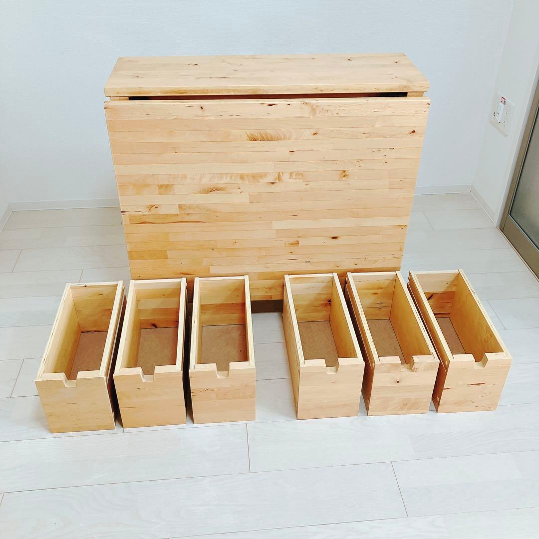 11/22迄イケア 折りたたみダイニングテーブル ノールデン　木目　引き出し付き