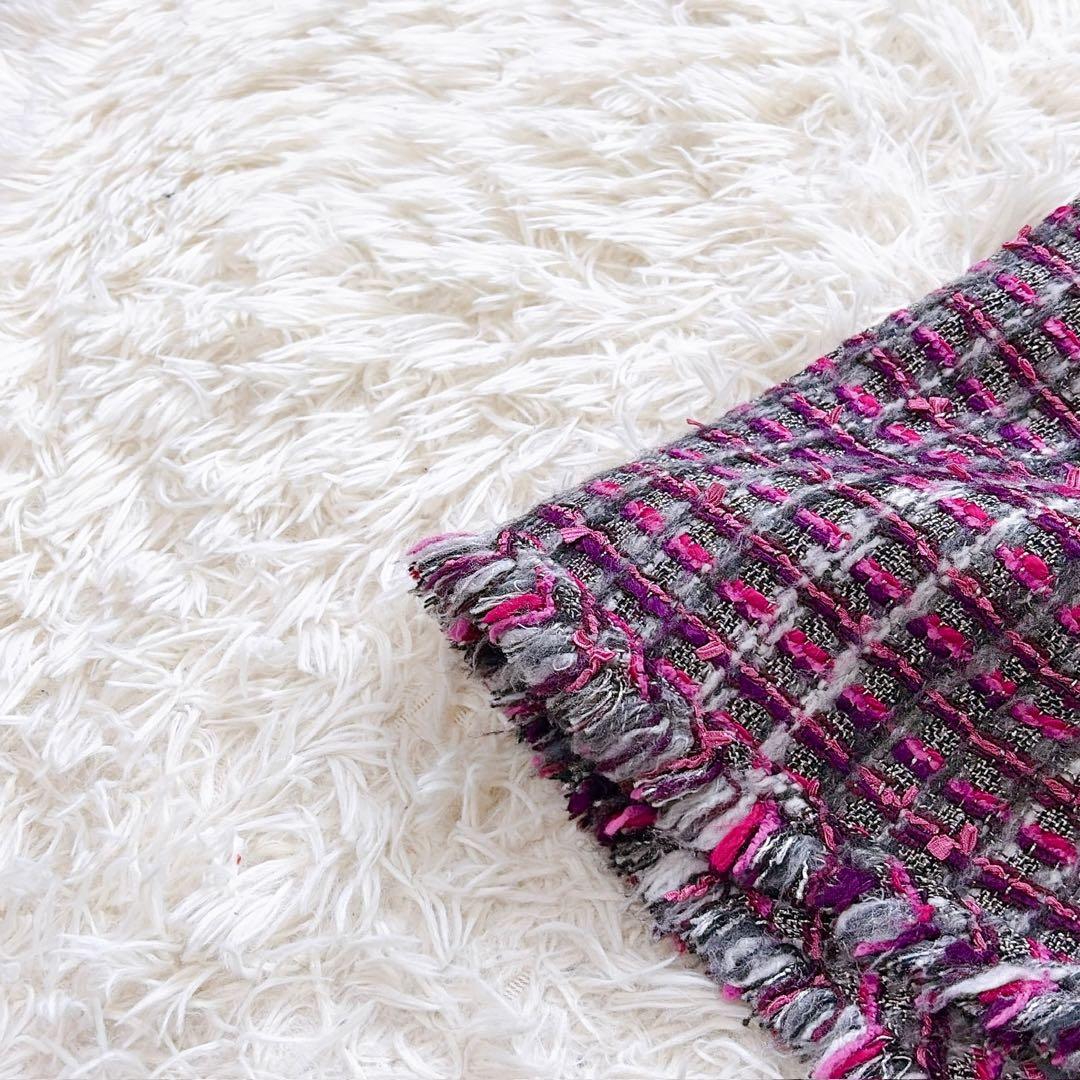 ルネ　rene 2021年モデル　ツイードノースリーブフリンジフレアワンピース