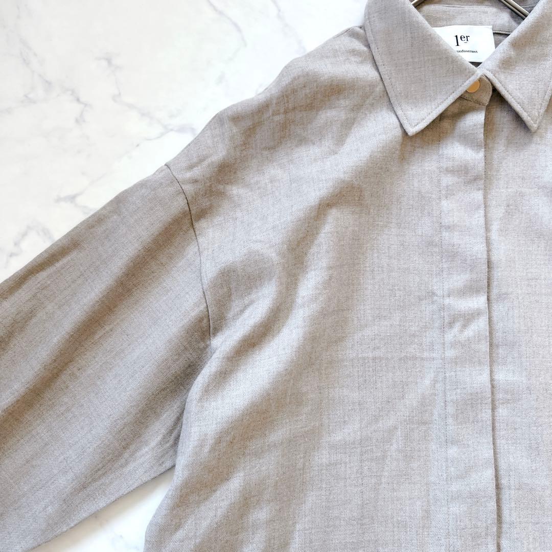 【良品】プルミエアロンディスモン サキソニーワンピース　ウール ベージュ　38