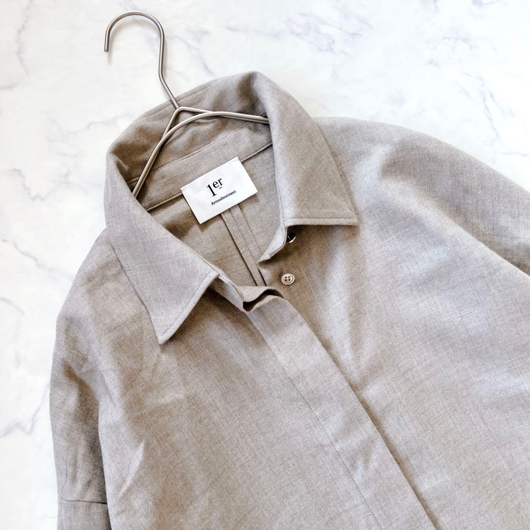 【良品】プルミエアロンディスモン サキソニーワンピース　ウール ベージュ　38