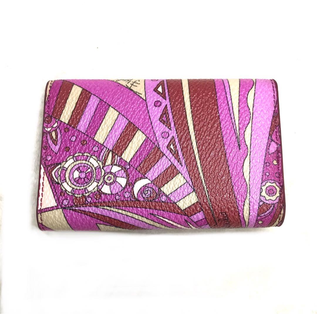 エミリオプッチPUCCIレザーキーケース超レア入手困難プッチ柄ロココ調ピンク赤白