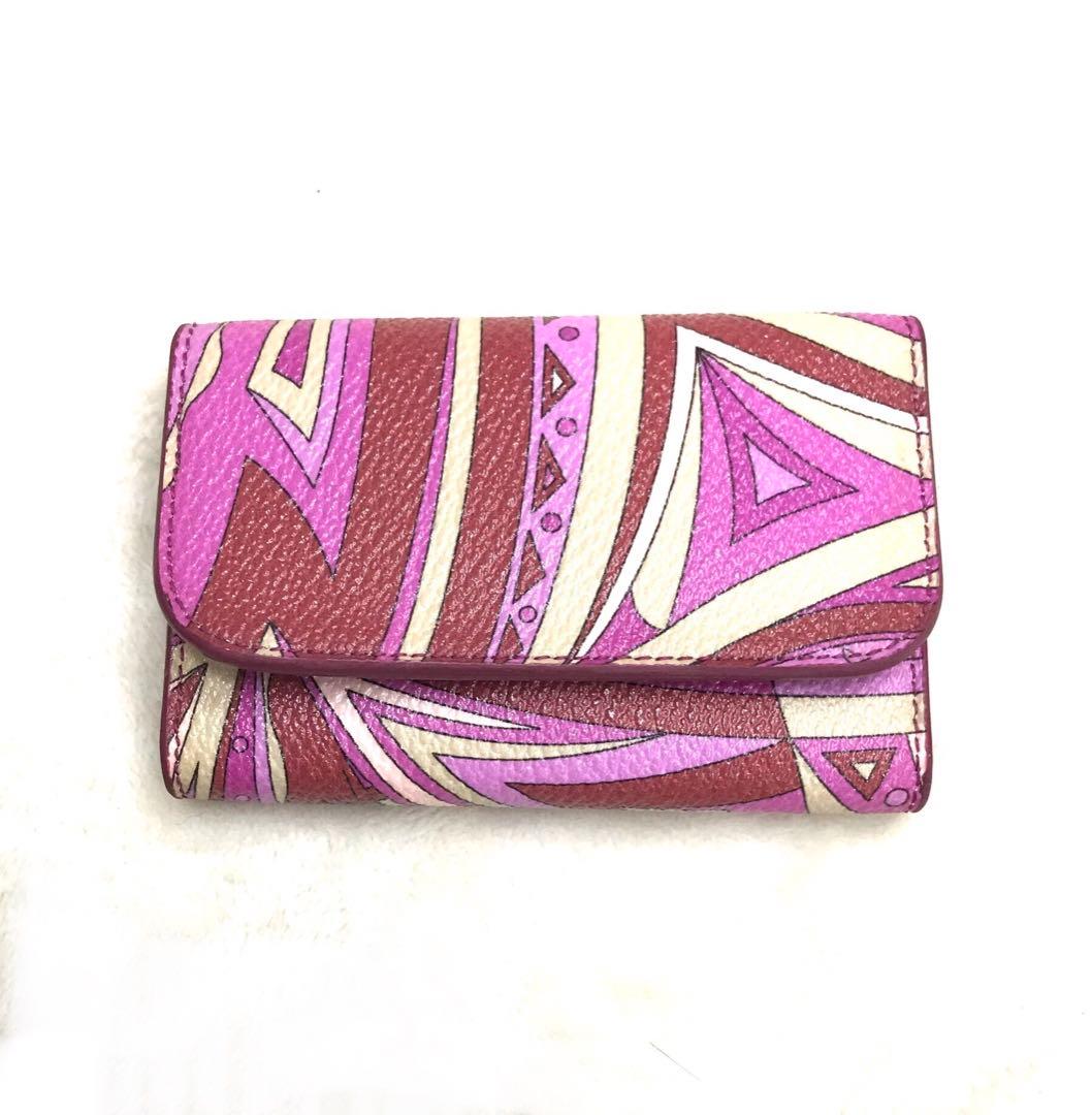 エミリオプッチPUCCIレザーキーケース超レア入手困難プッチ柄ロココ調ピンク赤白