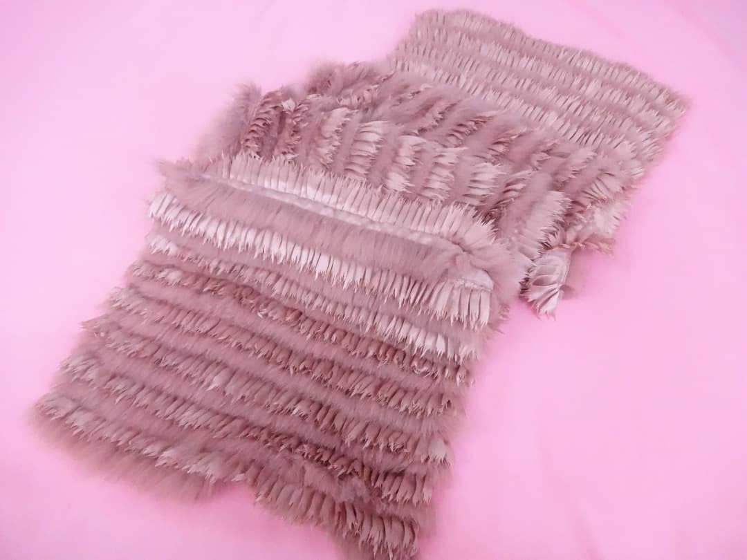  CHIEロイヤルチエ フォックスファー＆シルクストールピンクベージュ