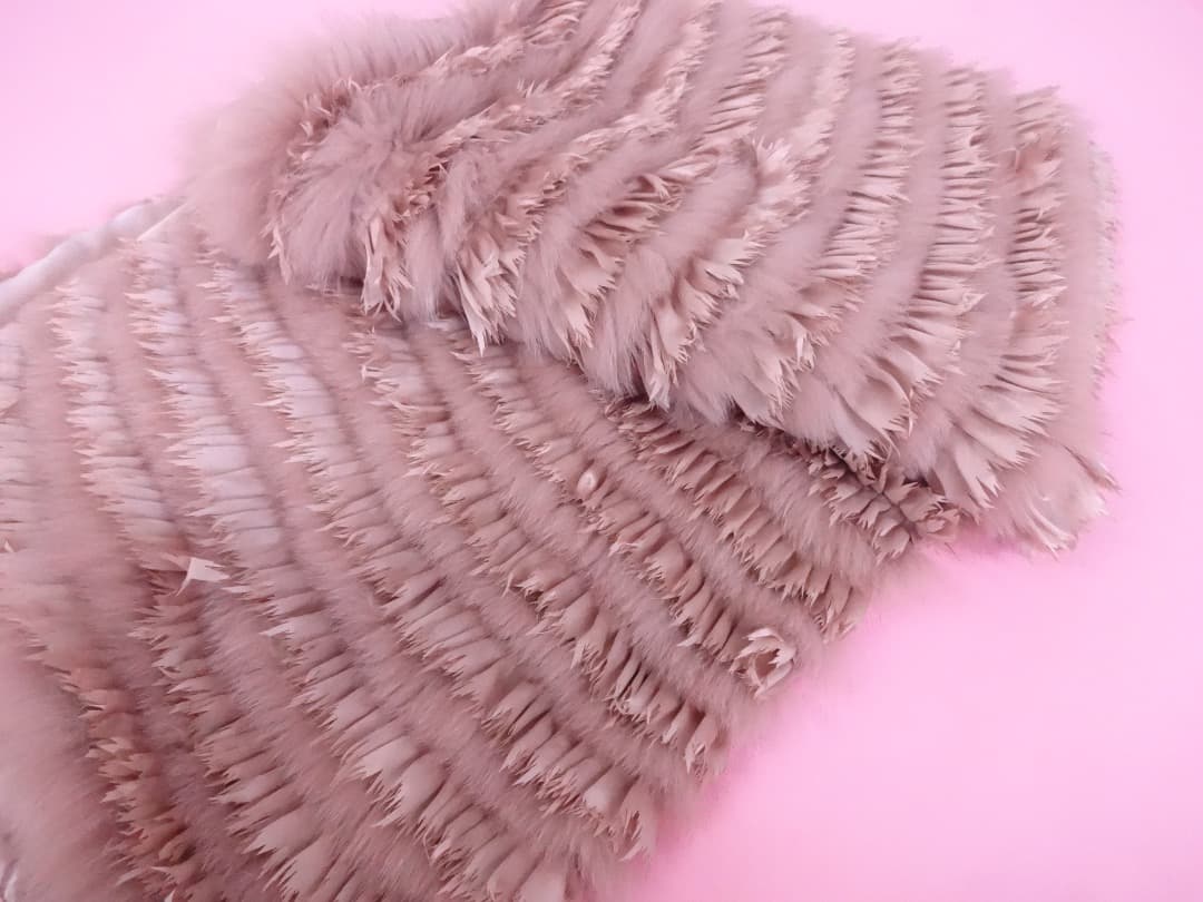  CHIEロイヤルチエ フォックスファー＆シルクストールピンクベージュ