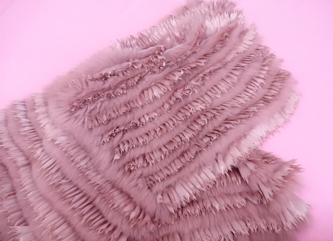  CHIEロイヤルチエ フォックスファー＆シルクストールピンクベージュ