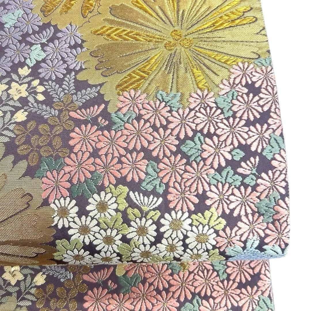唐織　菊花　松　桔梗　小花　袋帯　着物　023a p