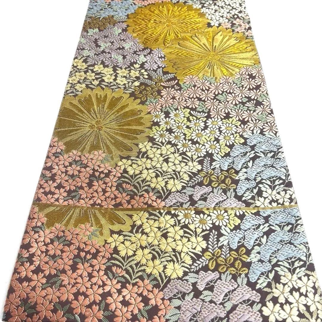 唐織　菊花　松　桔梗　小花　袋帯　着物　023a p