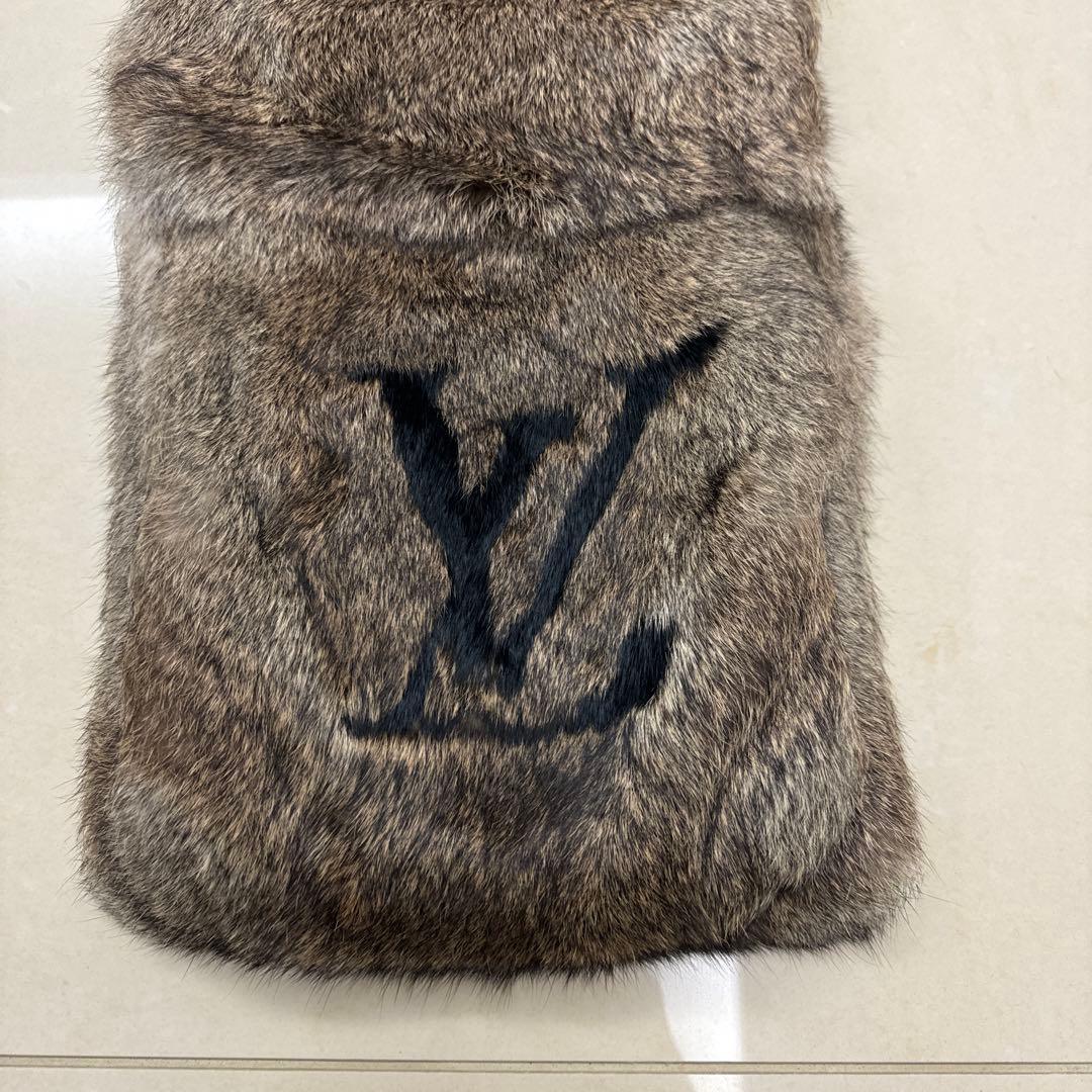LOUIS VUITTON ウサギ毛 マフラー グレー