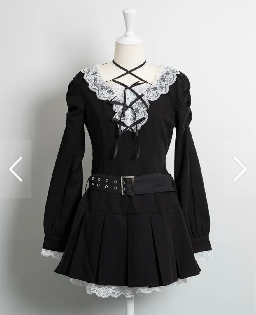 pium レースフリルプリーツミニワンピース