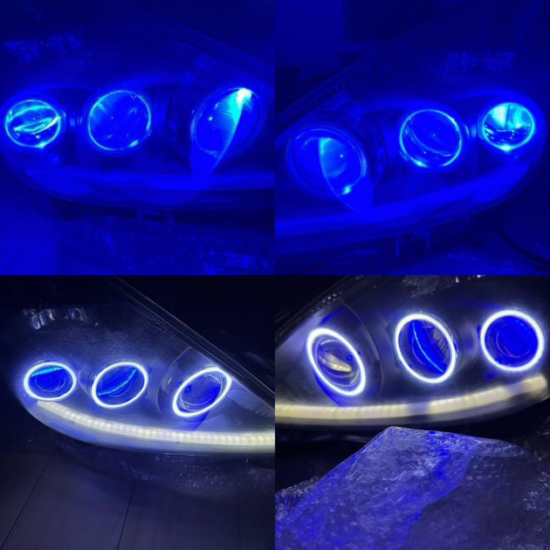 プリウス α 純正 加工品 3連 イカリング付 前期 LED ヘッドライト