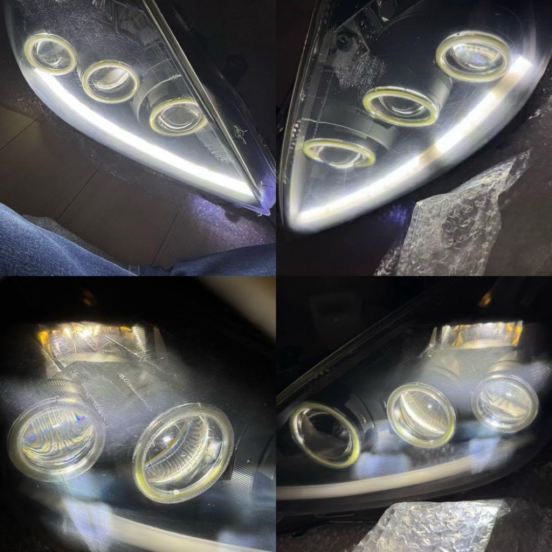 プリウス α 純正 加工品 3連 イカリング付 前期 LED ヘッドライト
