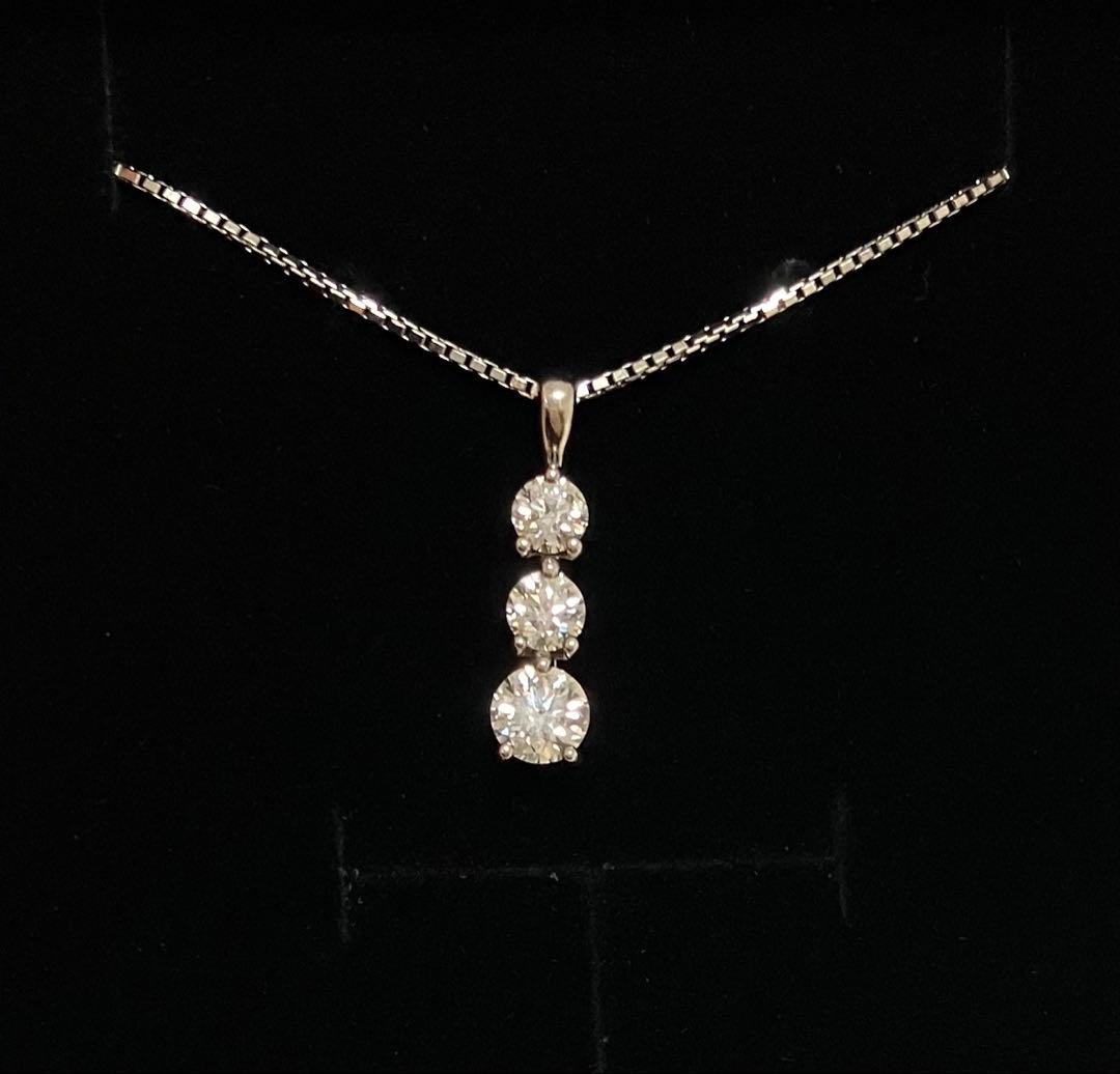 本物TRILOGY ダイヤモンドネックレス トリロジー Pt900 0.70ct