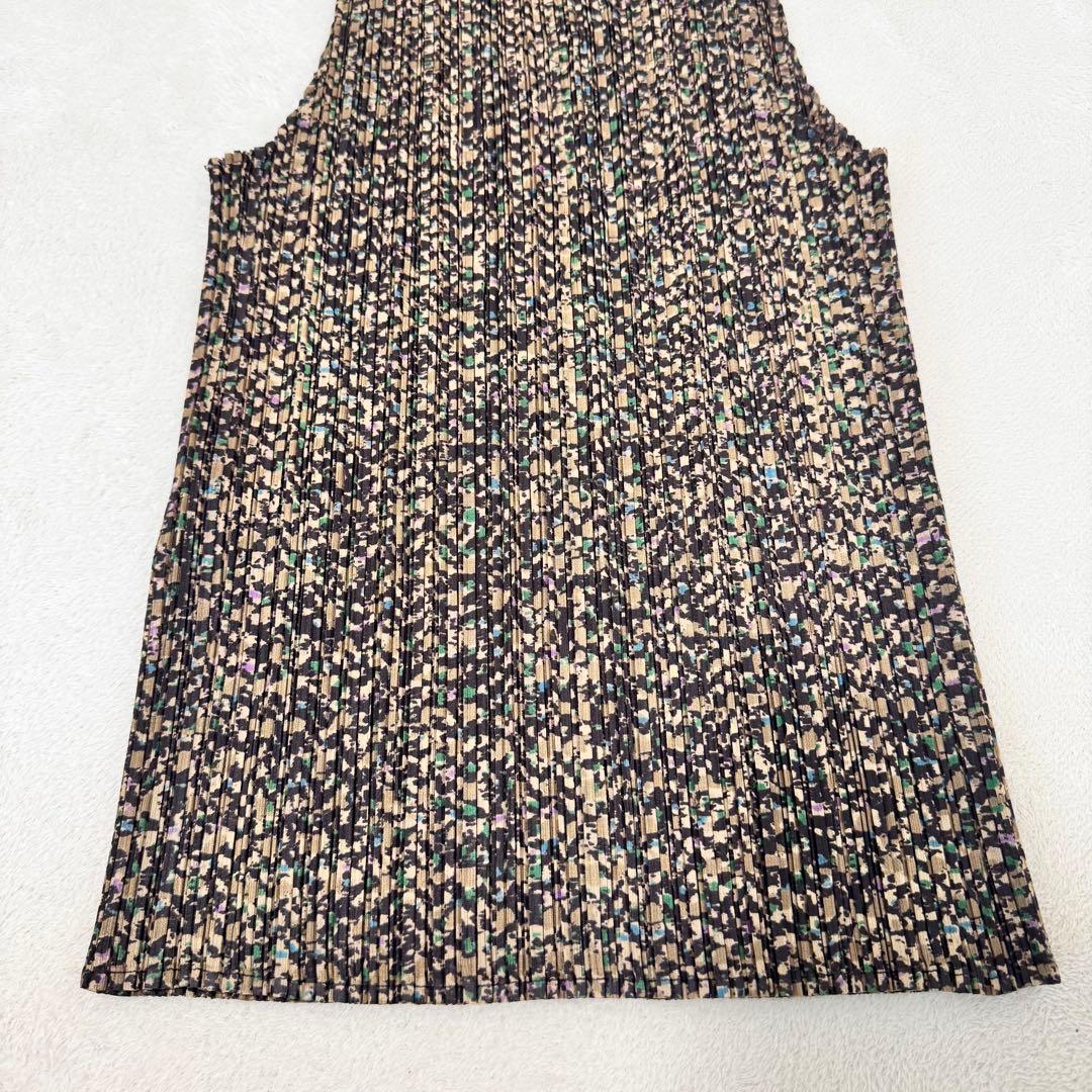 極美品✨PLEATS PLEASE モザイク柄　ノースリーブ　チュニック