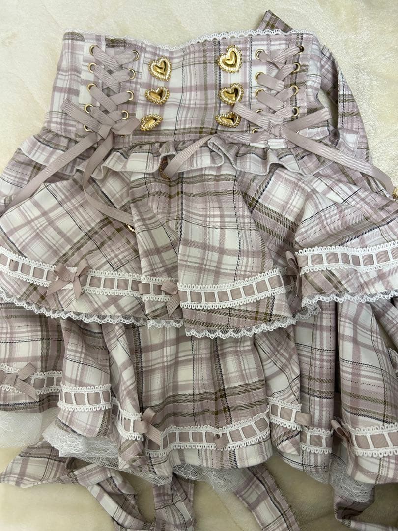 lizlisa リズリサ　はしごリボンチェックティアードスカパン