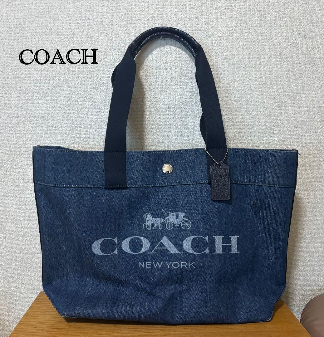 COACH コーチ キャンバス デニムトートバッグ デニム 馬車ロゴ
