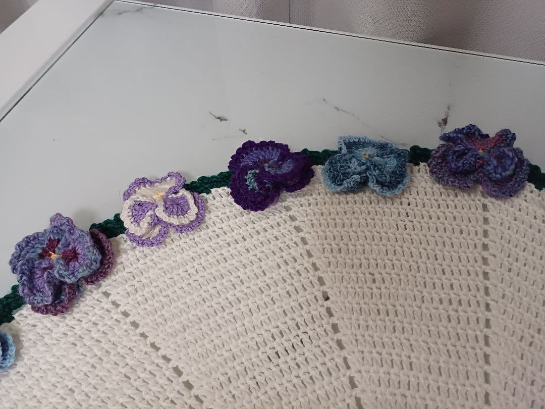 パンジーの　花束ブランケット　カシミア100%で温か