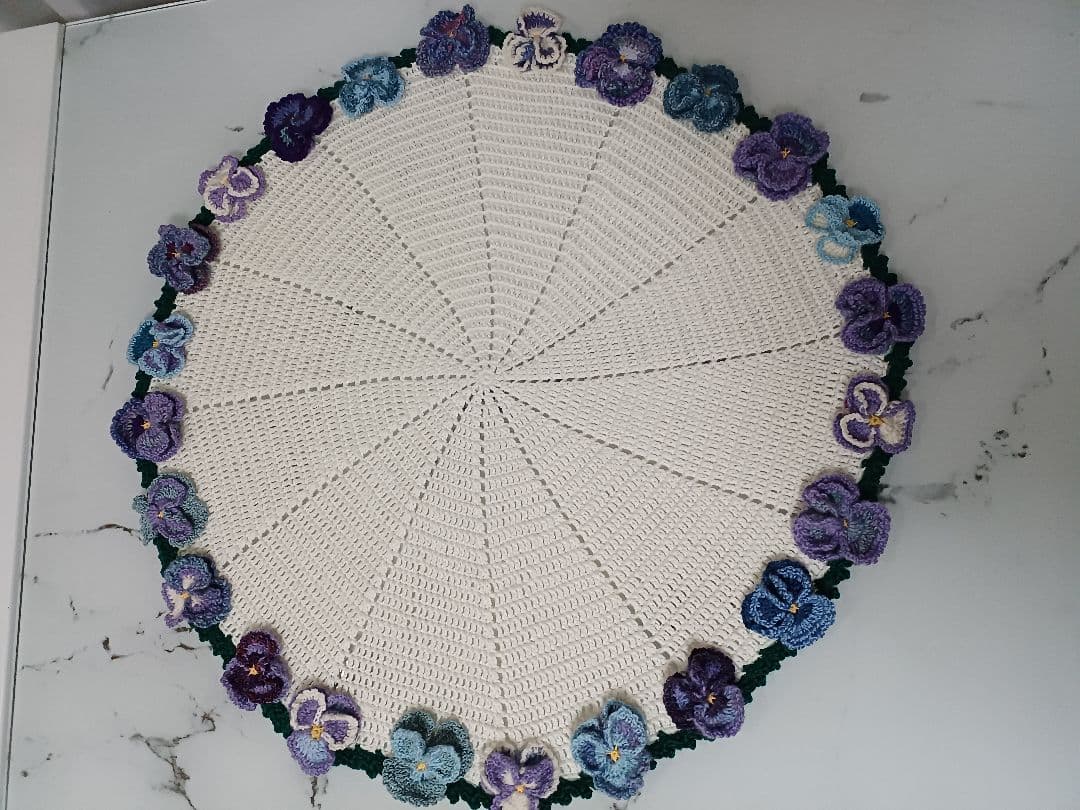 パンジーの　花束ブランケット　カシミア100%で温か