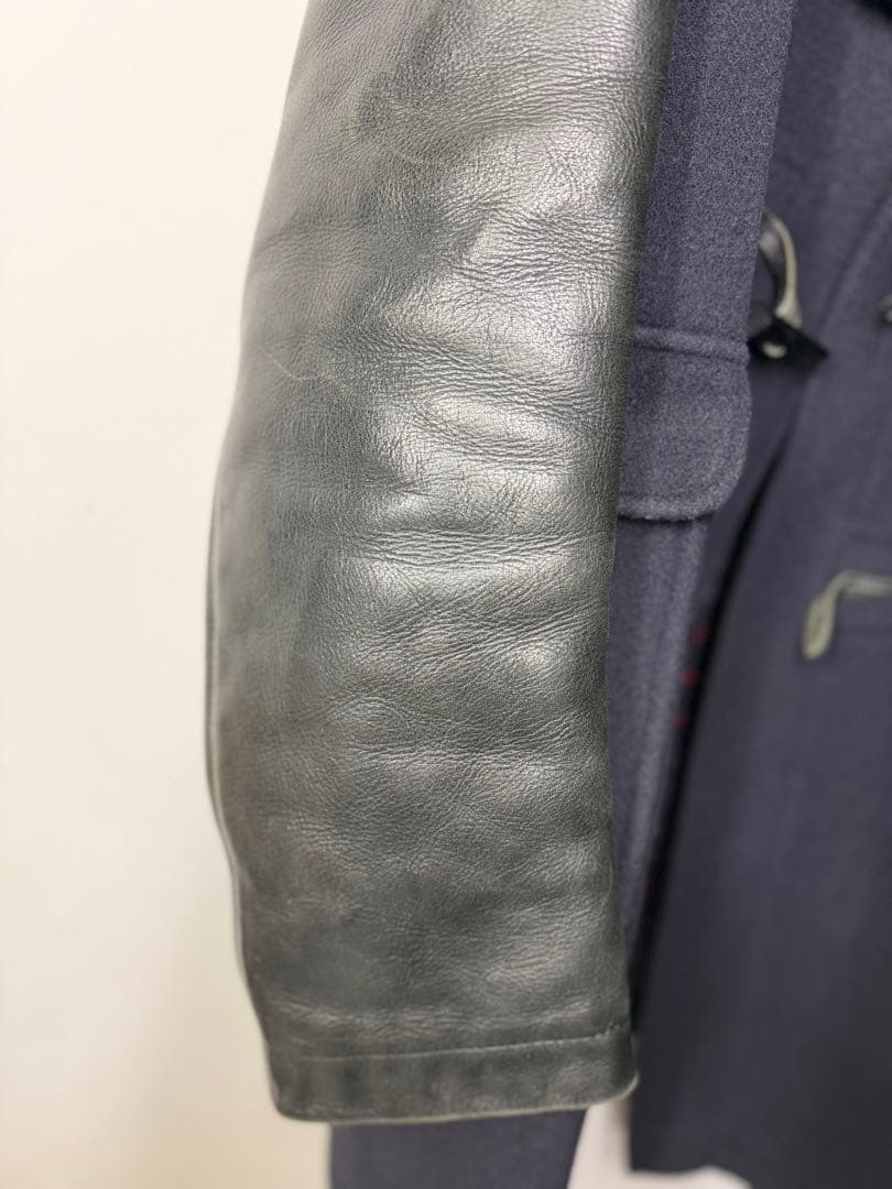 ジンヤワタナベマンx gloverall 袖レザーダッフルコート 紺　サイズM