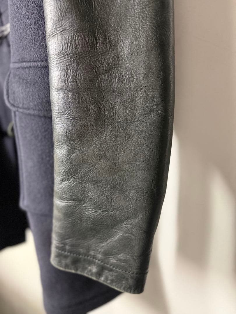 ジンヤワタナベマンx gloverall 袖レザーダッフルコート 紺　サイズM