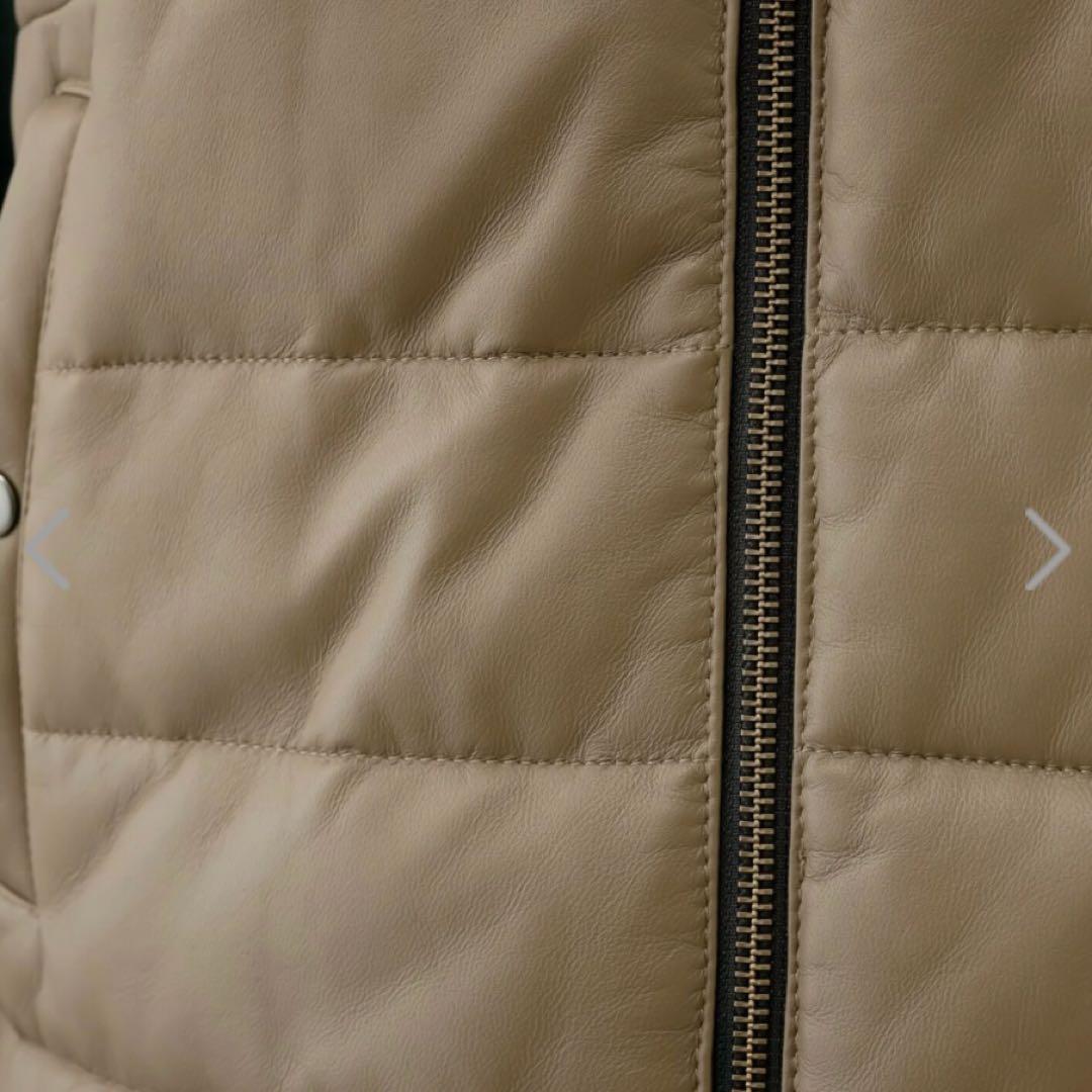 新品！元町ゼラール　ソフトラムレザー　ダウンベスト　トープ