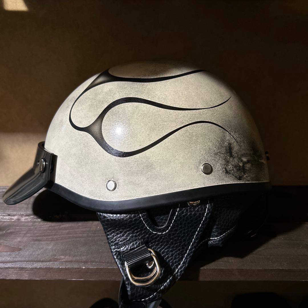 ポリスヘルメット　ハーフキャップ　エイジング　ハーレー　チョッパー　ブコ　ベル