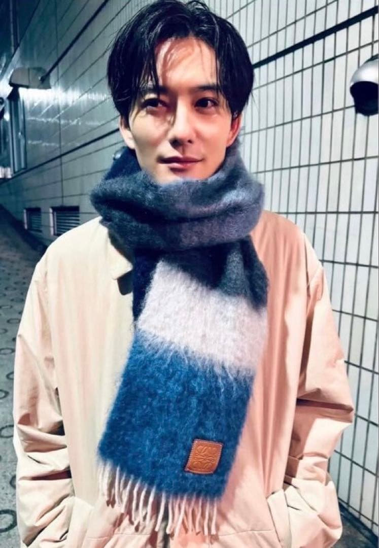 石井　LOEWE ロエベウール混モヘアマフラー　23aw