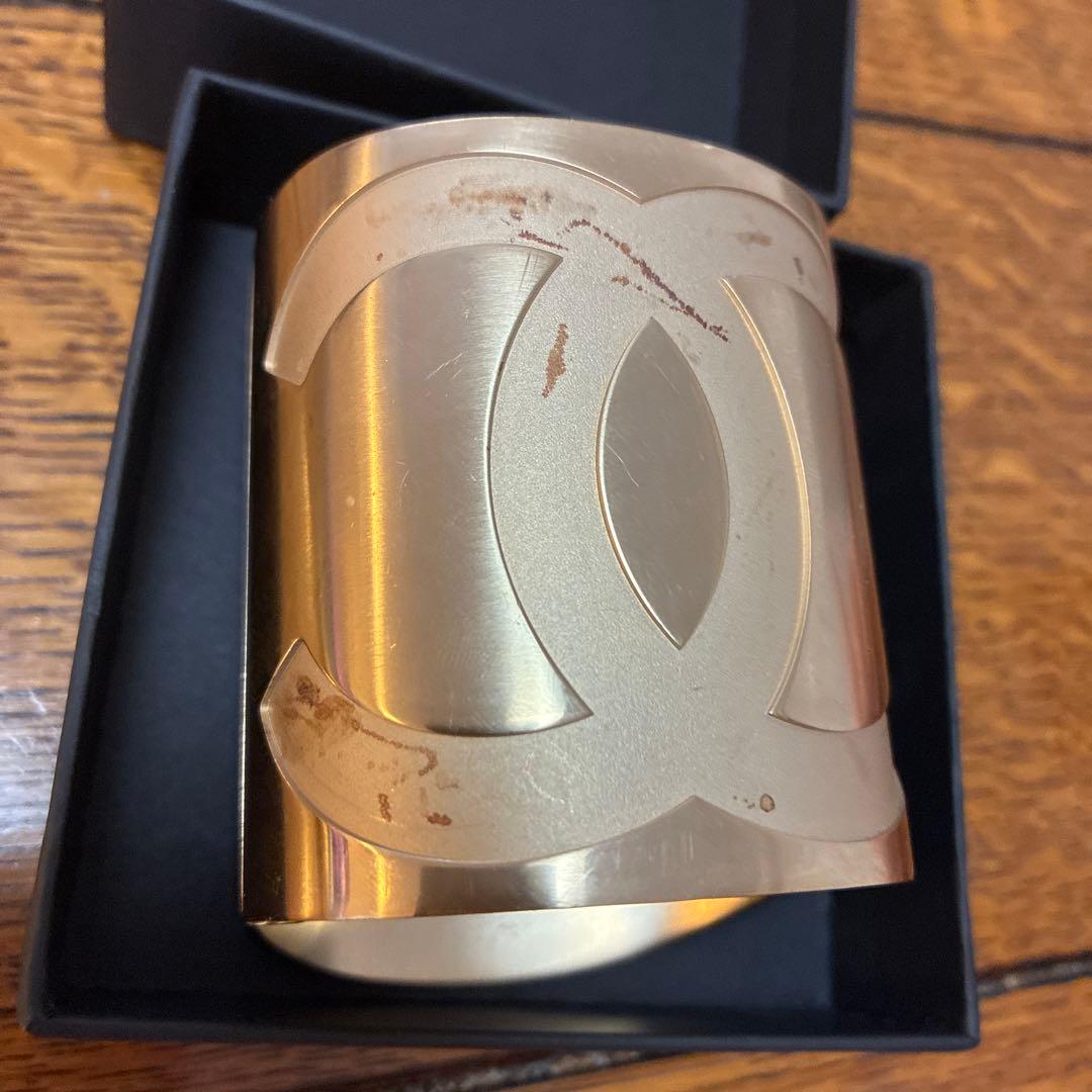 CHANEL シャネル　ココマーク ゴールド ワイドバングル 希少　ミラー付き