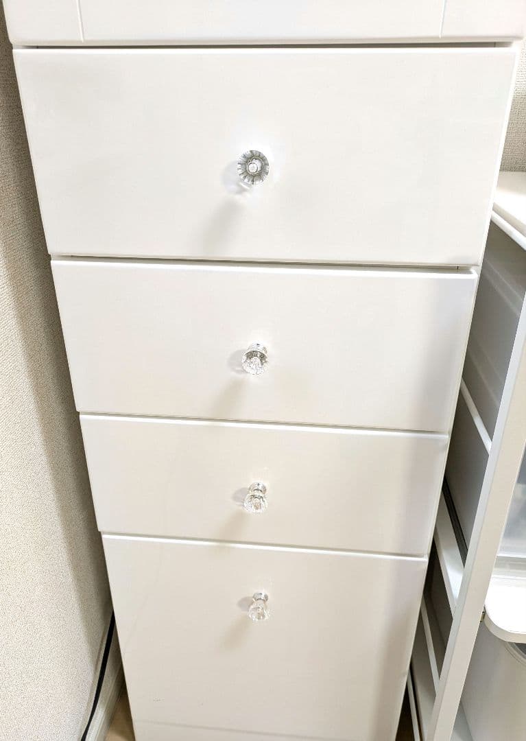 大川家具　食器棚　スリム　幅40cm　ホワイト　隙間収納