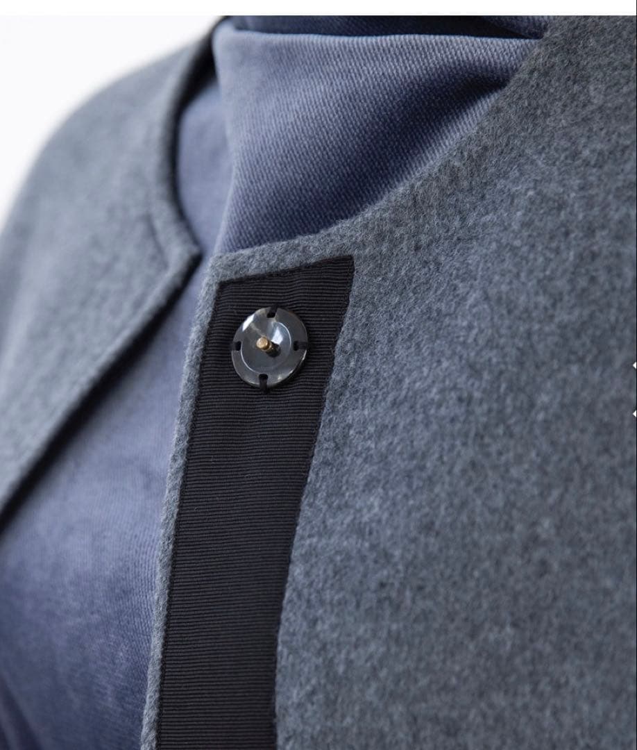 カシミヤリバーシブル ノーカラーコート　Harris Grace