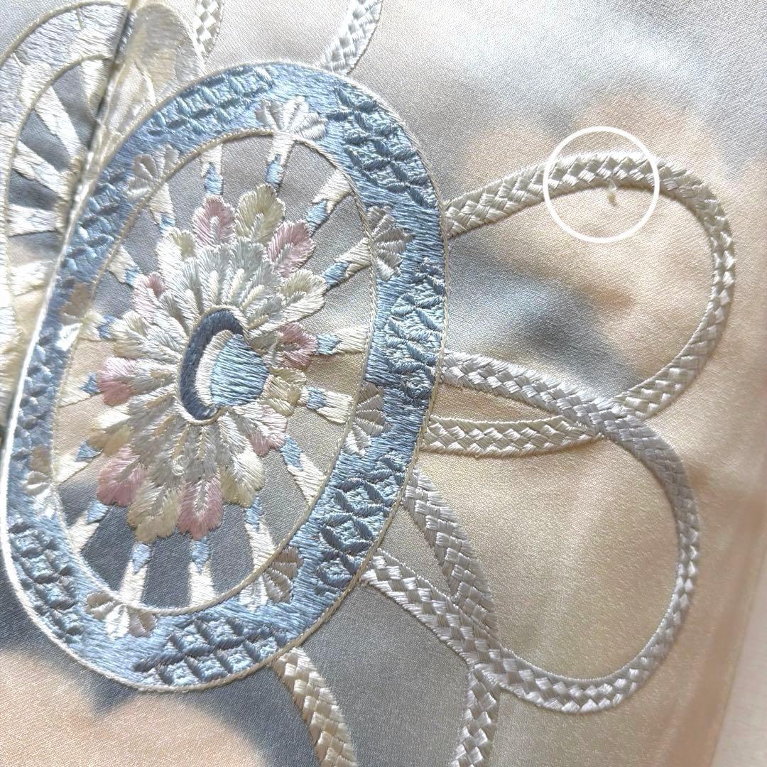 10 訪問着フルセット 正絹 淡い水色 ブルー 総刺繍 暈し染め 上品 シンプル