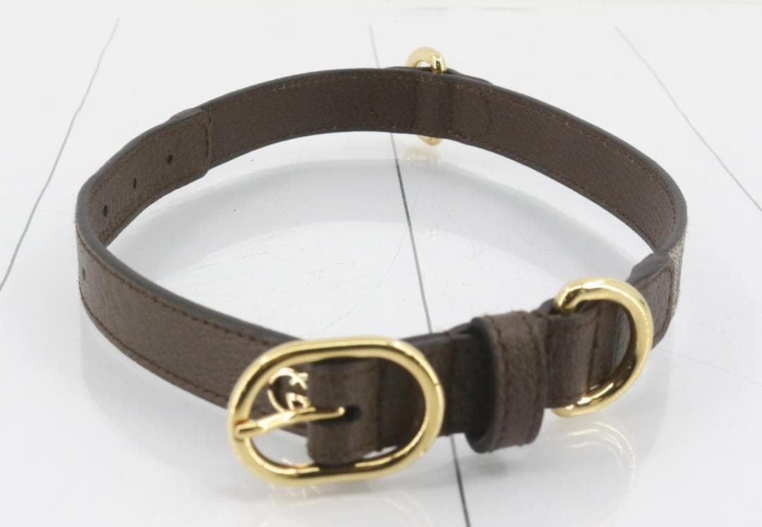 M*g様 Gucciグッチ GGスプリーム　中・大型犬用首輪　キャンバス×革 ブ