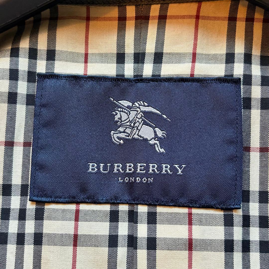 【美品】バーバリーロンドン トレンチコート ダブル 裏地ノバチェック グレー L