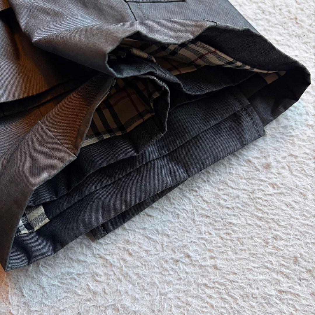 【美品】バーバリーロンドン トレンチコート ダブル 裏地ノバチェック グレー L