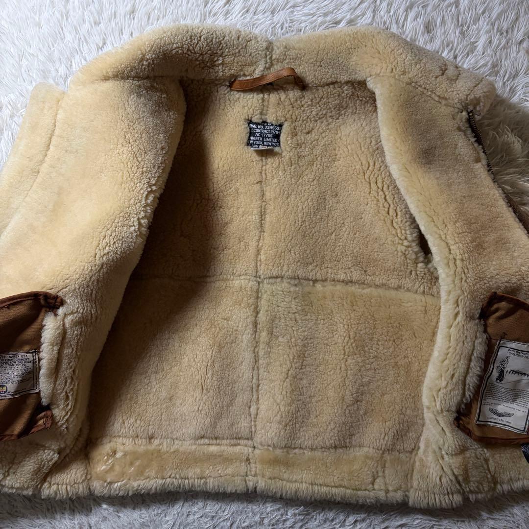 【米国製】AVIREX フライトジャケット　B-3 ムートン　羊革　38