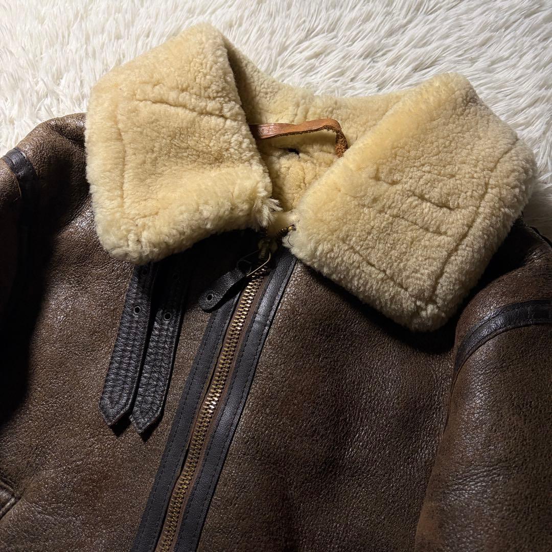 【米国製】AVIREX フライトジャケット　B-3 ムートン　羊革　38