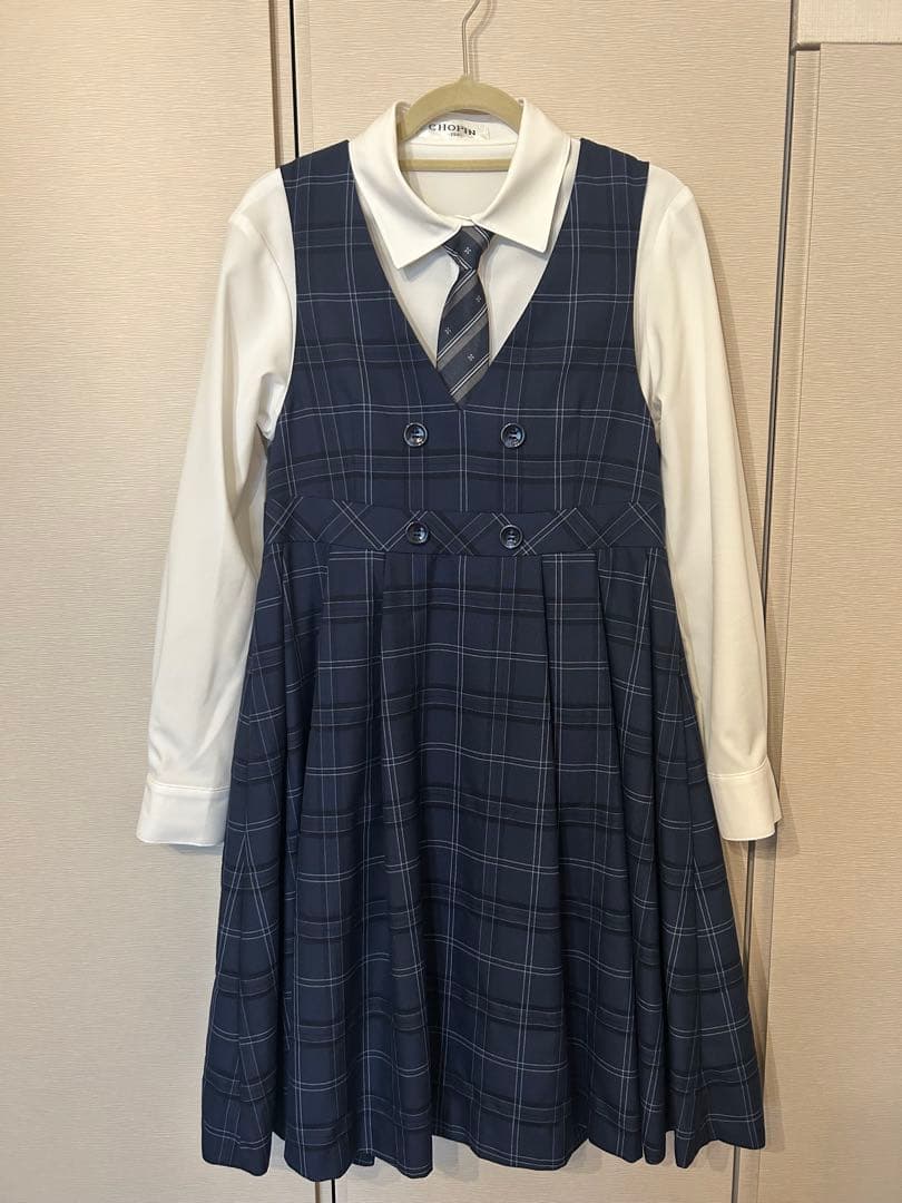 【CHOPIN】ネイビー チェック柄 フォーマルドレス セット
