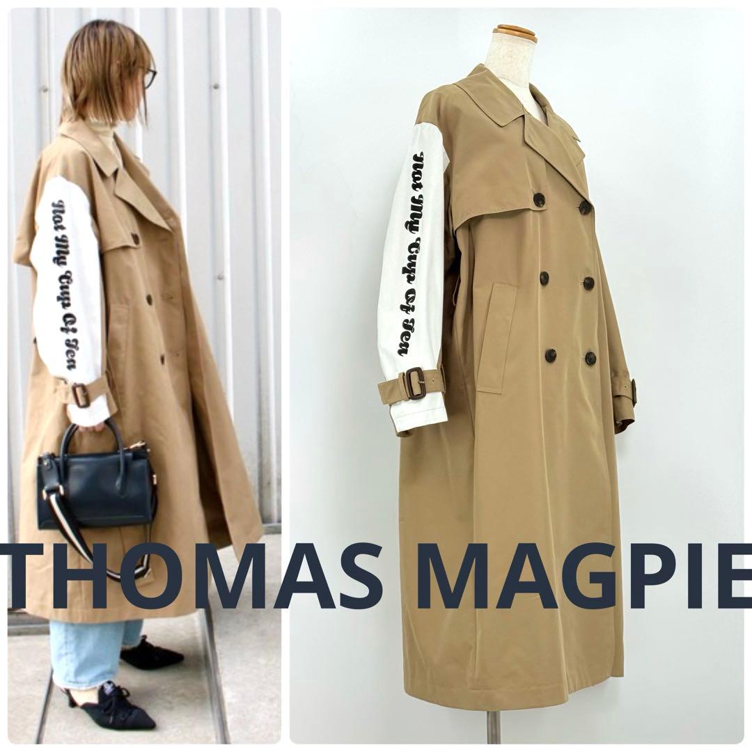 ロゴ可愛い✨ THOMAS MAGPIE トレンチコート ベージュ ベルト付き
