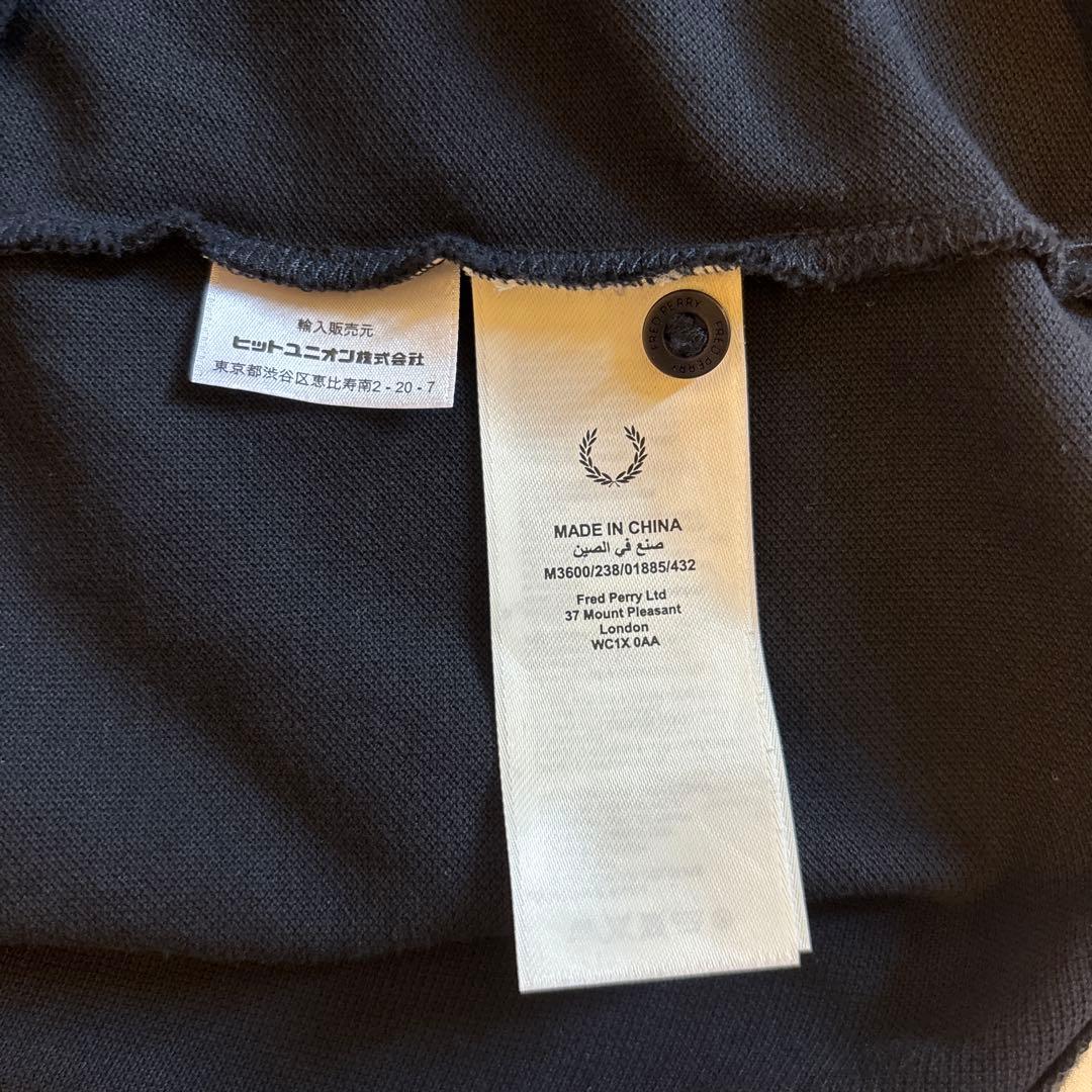 フレッドペリー　ティップラインロゴ刺繍ポロシャツ　M3600 ネイビー　L 美品