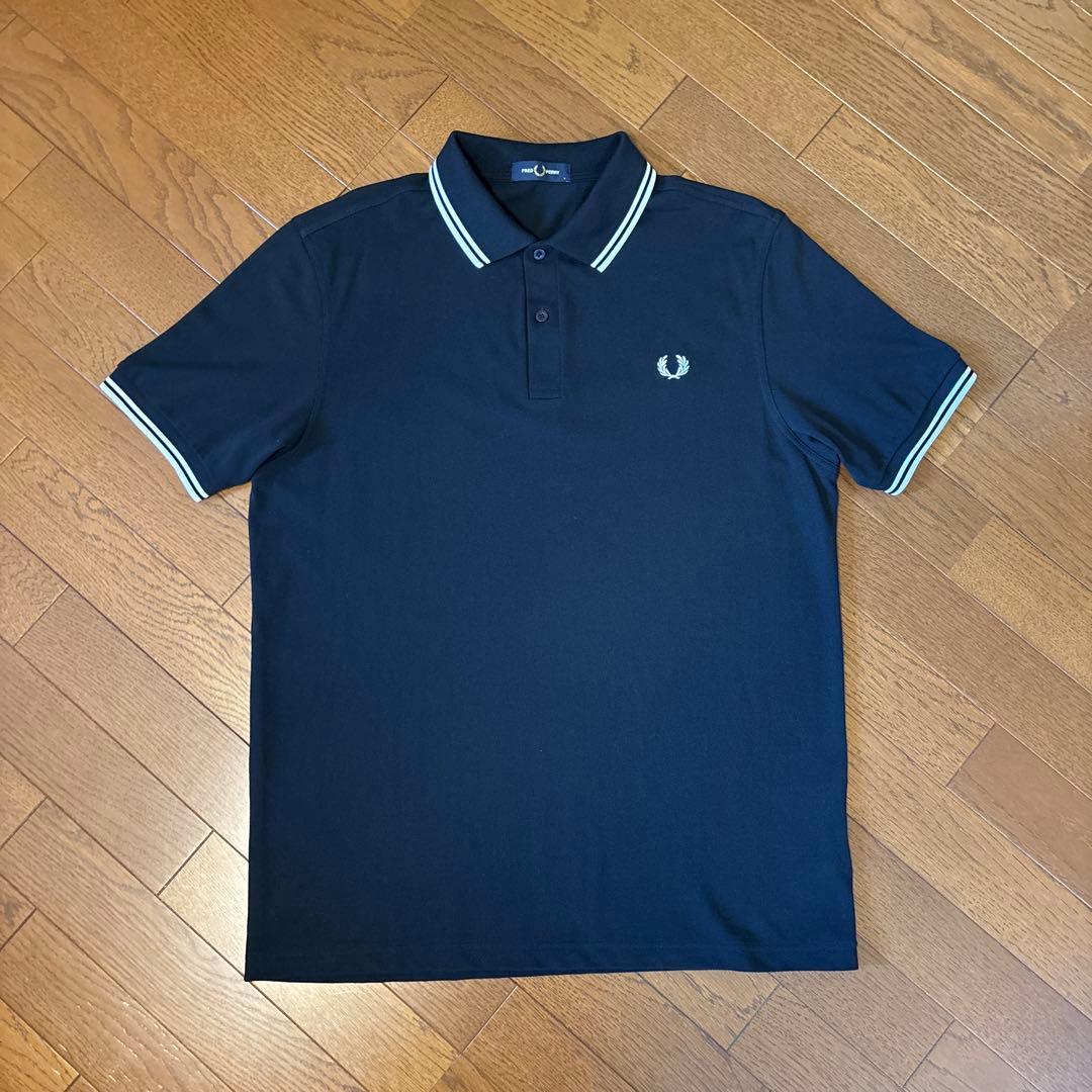 フレッドペリー　ティップラインロゴ刺繍ポロシャツ　M3600 ネイビー　L 美品