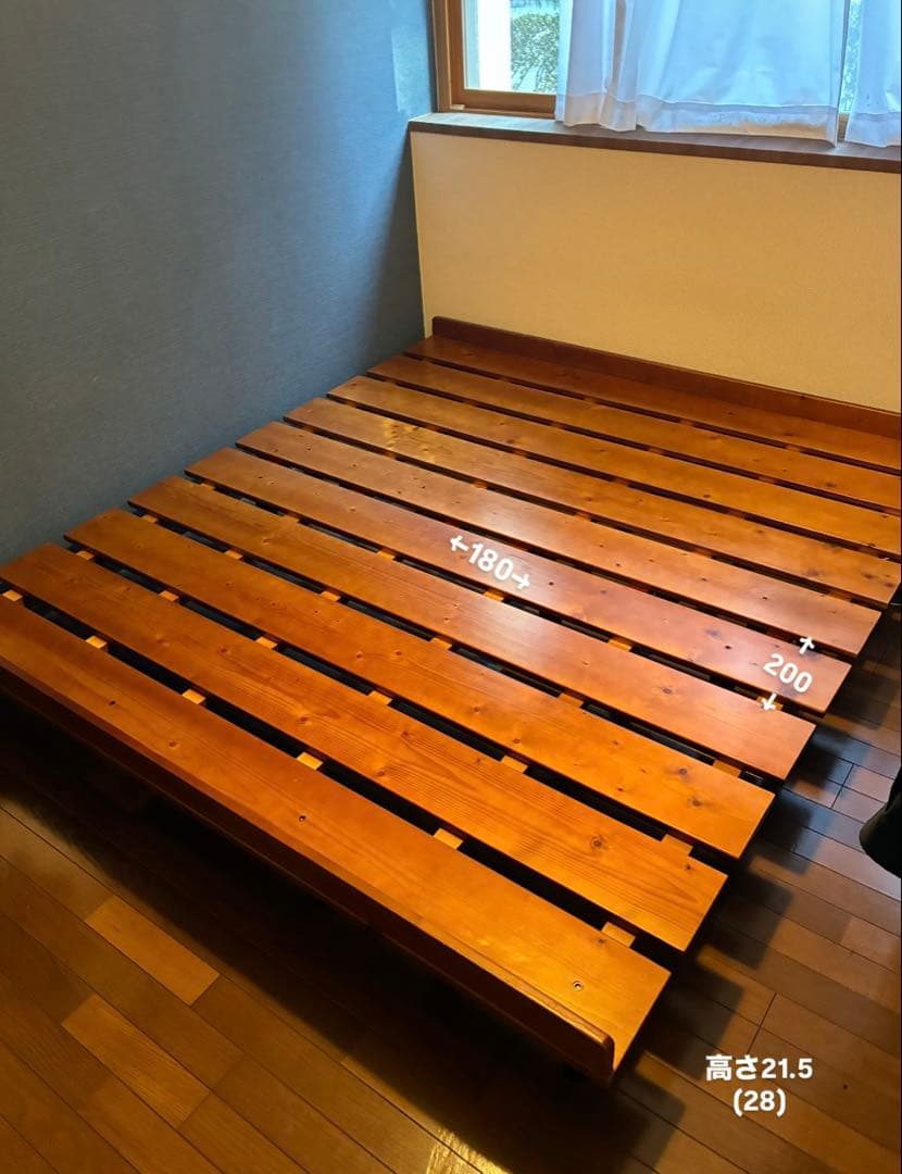 木製キングサイズベッドフレーム マットレス敷布団3点セット