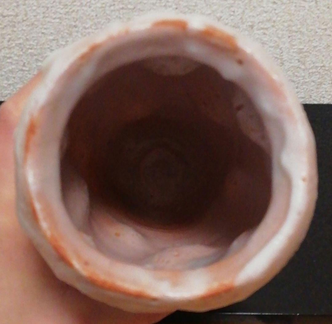 玉置保夫作　志野焼　花入　共箱　略歴付　花瓶